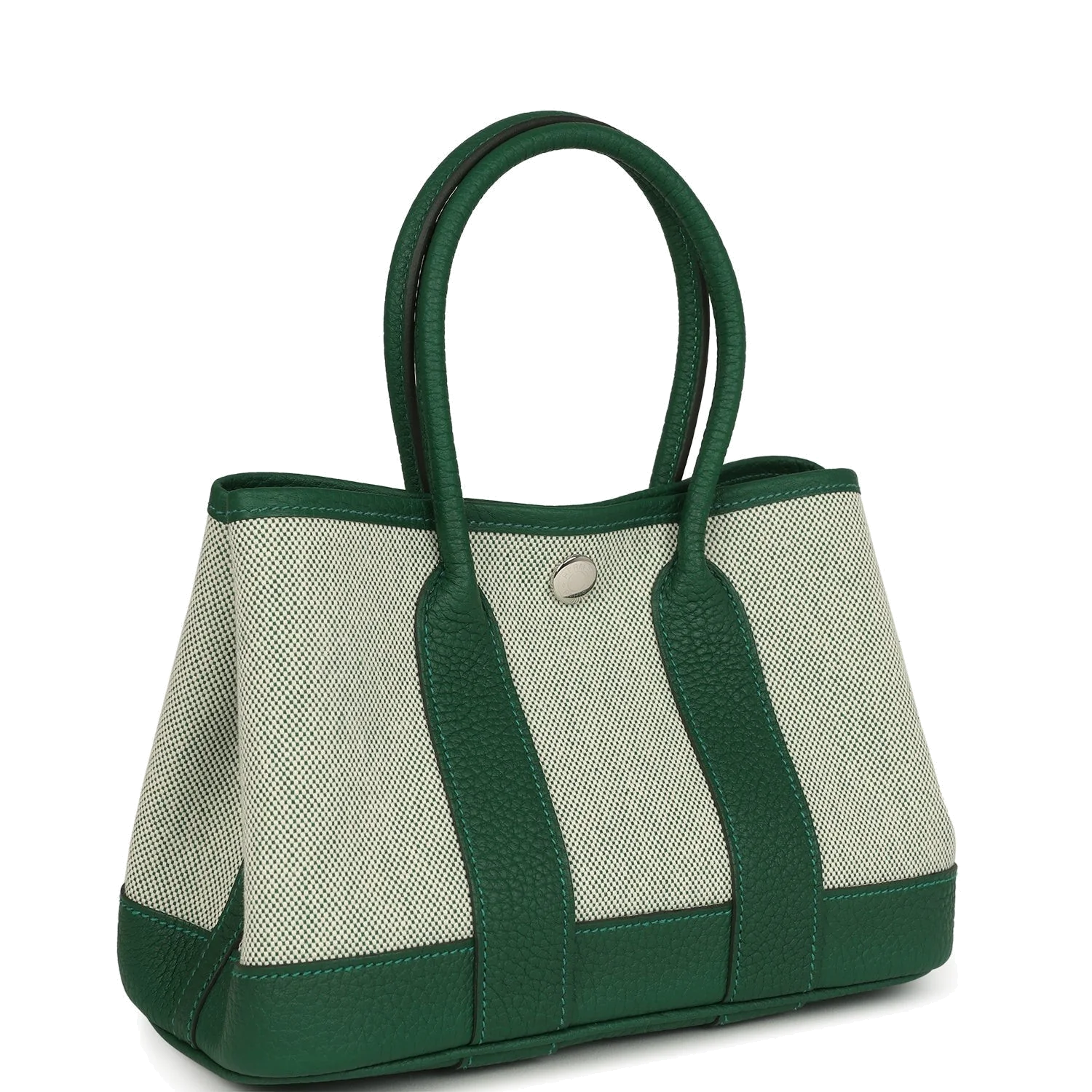 Hermes Garden Party Neo 23 Vert Moyen-Ecru Toile H Canvas and Vert Moyen Negonda Palladium Hardware — фото 3