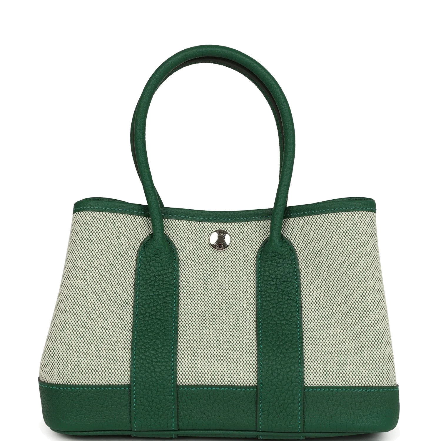 Hermes Garden Party Neo 23 Vert Moyen-Ecru Toile H Canvas and Vert Moyen Negonda Palladium Hardware — фото 5