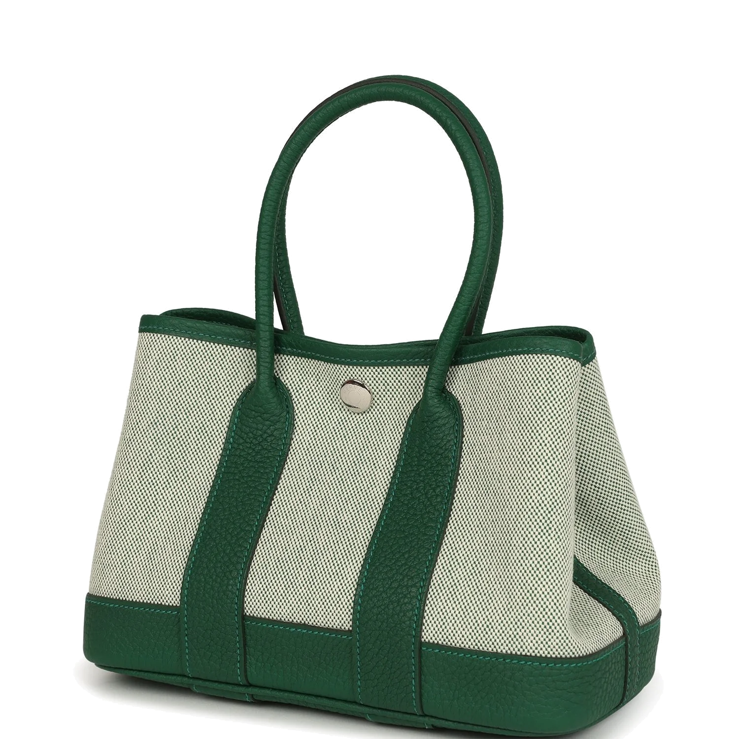 Hermes Garden Party Neo 23 Vert Moyen-Ecru Toile H Canvas and Vert Moyen Negonda Palladium Hardware — фото 6
