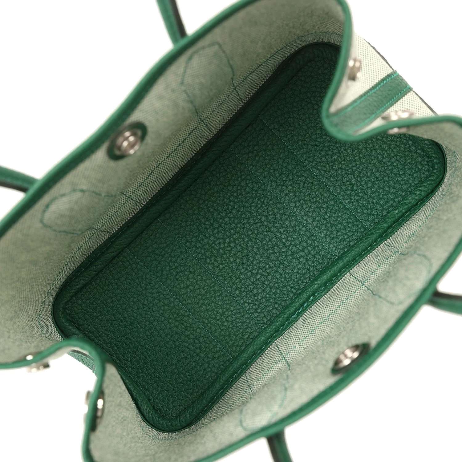 Hermes Garden Party Neo 23 Vert Moyen-Ecru Toile H Canvas and Vert Moyen Negonda Palladium Hardware — фото 8
