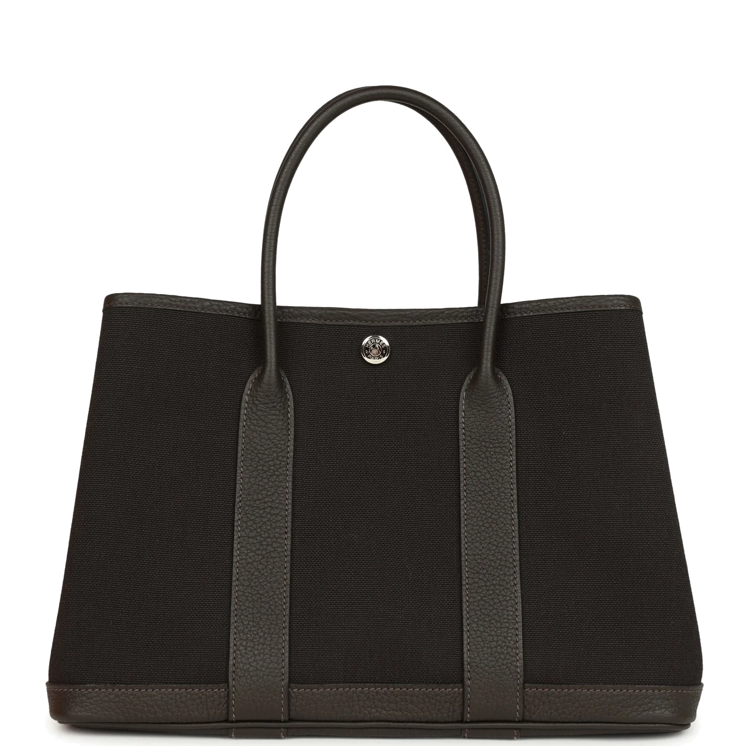 Hermes Garden Party 30 Ebene Toile Officier Canvas and Negonda Palladium Hardware — фото 2