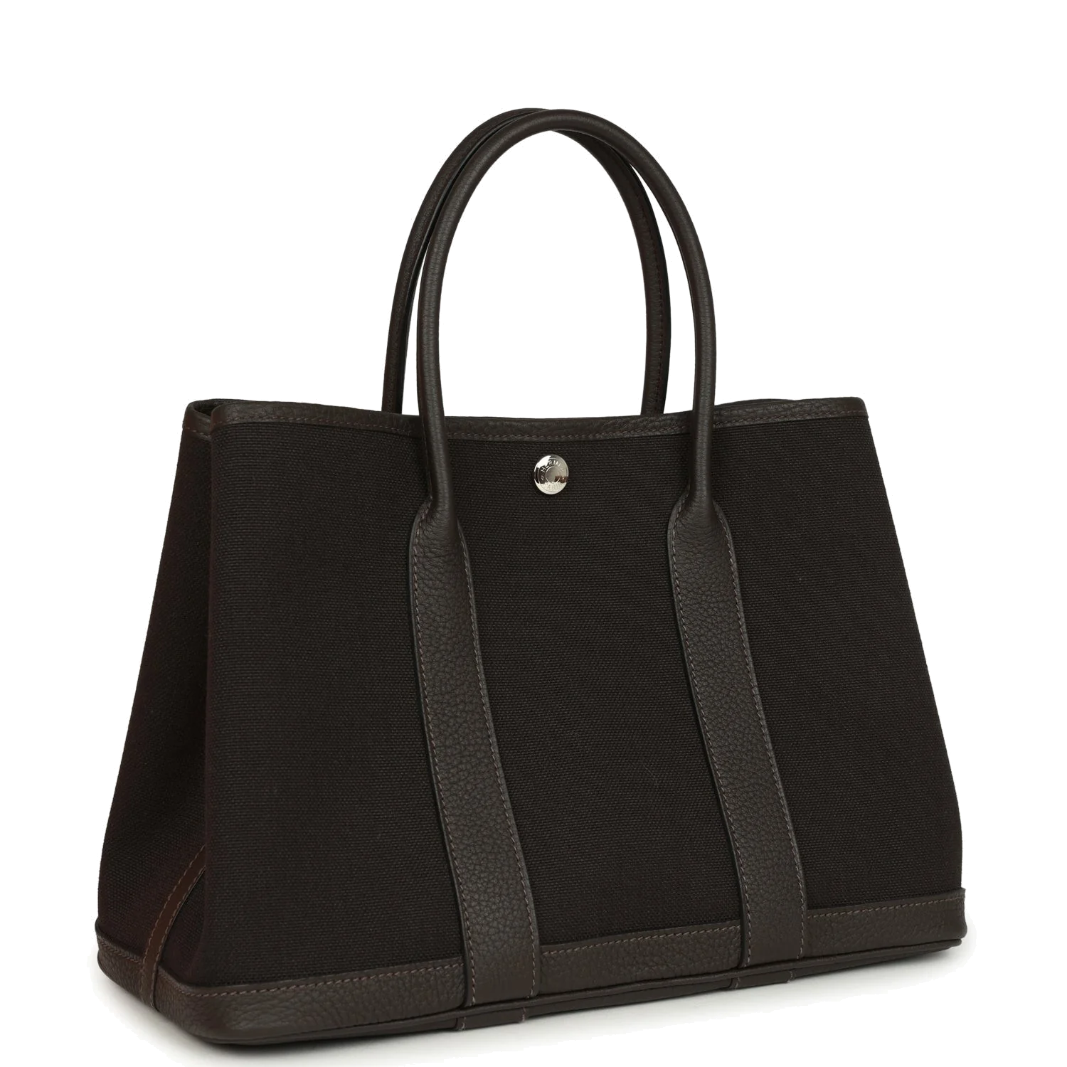 Hermes Garden Party 30 Ebene Toile Officier Canvas and Negonda Palladium Hardware — фото 3