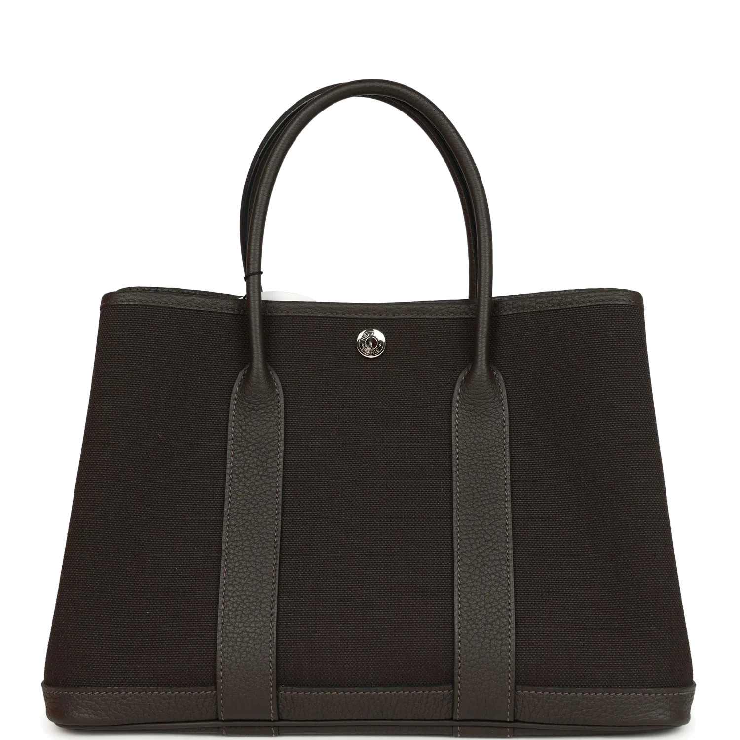 Hermes Garden Party 30 Ebene Toile Officier Canvas and Negonda Palladium Hardware — фото 5