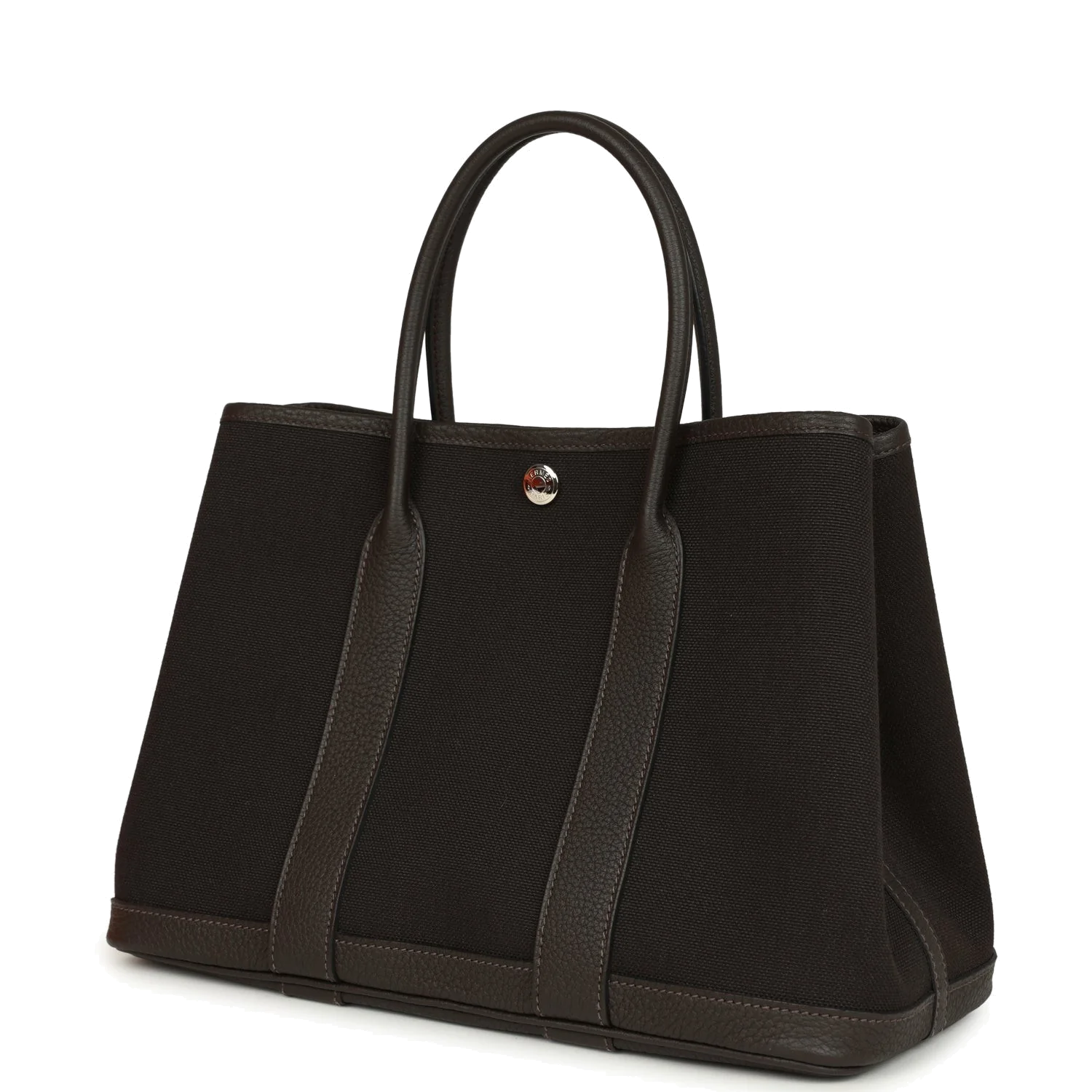 Hermes Garden Party 30 Ebene Toile Officier Canvas and Negonda Palladium Hardware — фото 6