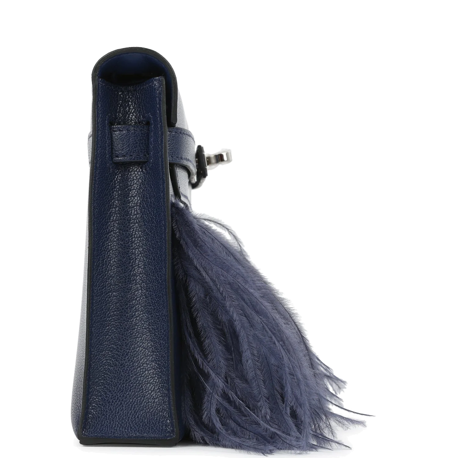 Hermes Kelly Elan Foile Bleu Saphir Chevre Chamkila and Ostrich Feathers Palladium Hardware — фото 4
