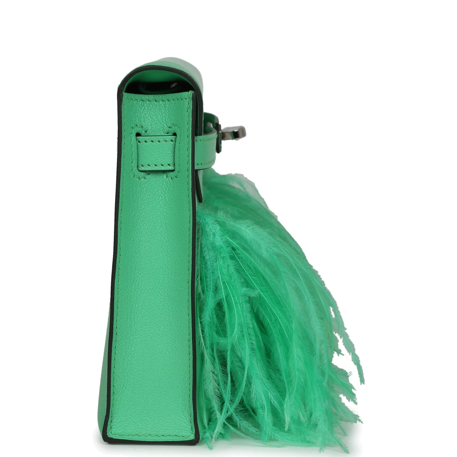 Hermes Kelly Elan Foile Vert Comics Chevre and Ostrich Feather Palladium Hardware — фото 4