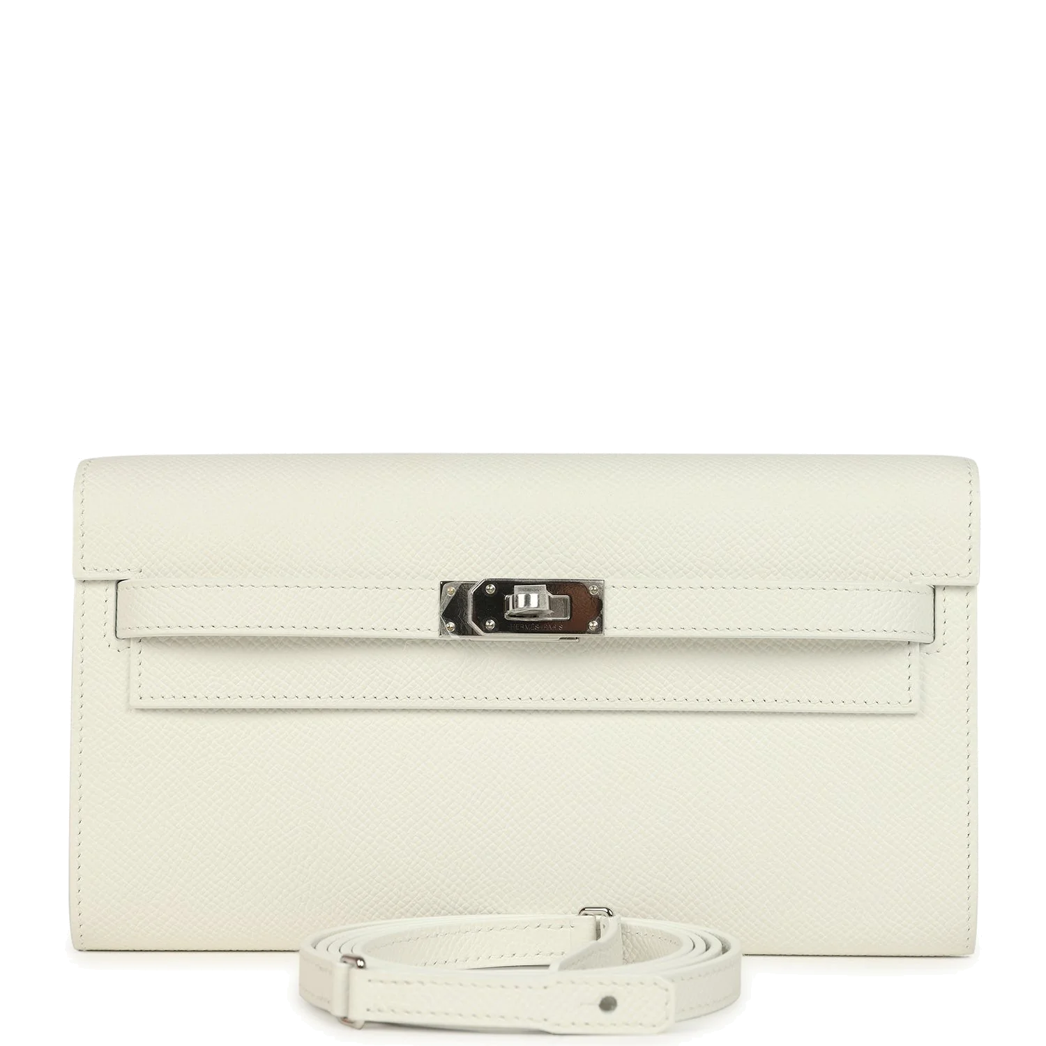 Hermes Kelly Wallet To Go New White Epsom Palladium Hardware