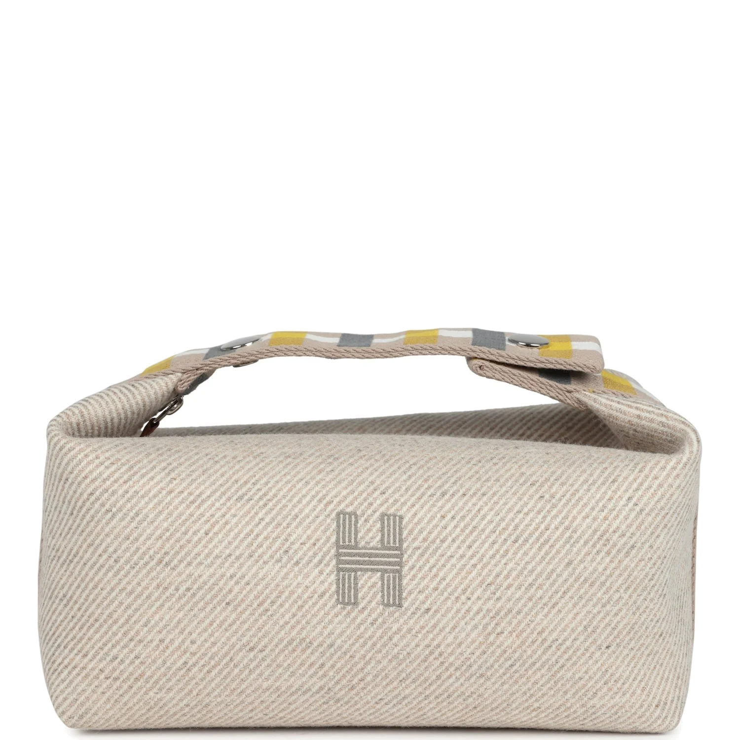 Hermes Bride-A-Brac Au Carre Case PM Seigle Wool Palladium Hardware