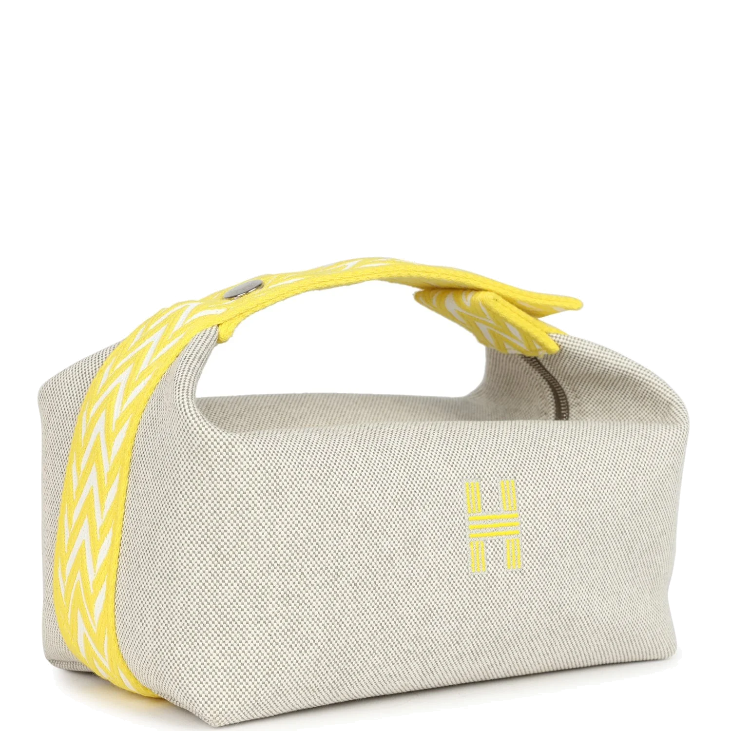 Hermes Bride A Brac Case PM Jaune Citron Plume Canvas Palladium Hardware — фото 3