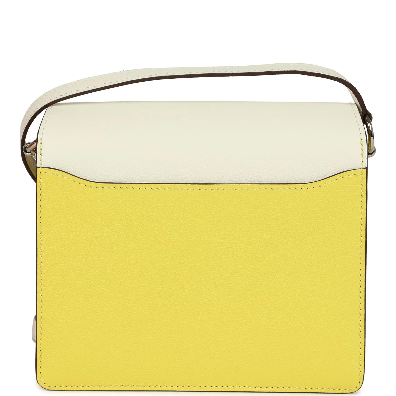 Hermes Mini Sac Roulis Bi-color White and Lime Evercolor Palladium Hardware — фото 5