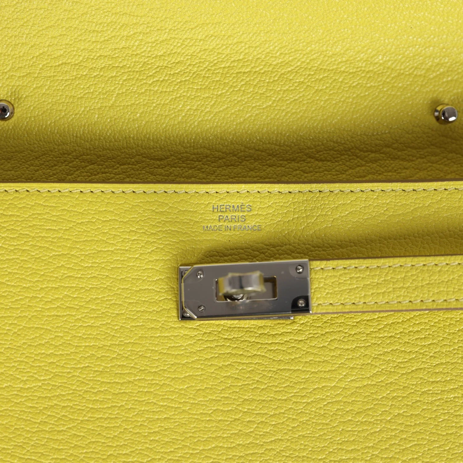 Hermes Kelly Wallet To Go Lime Chevre Palladium Hardware — фото 8