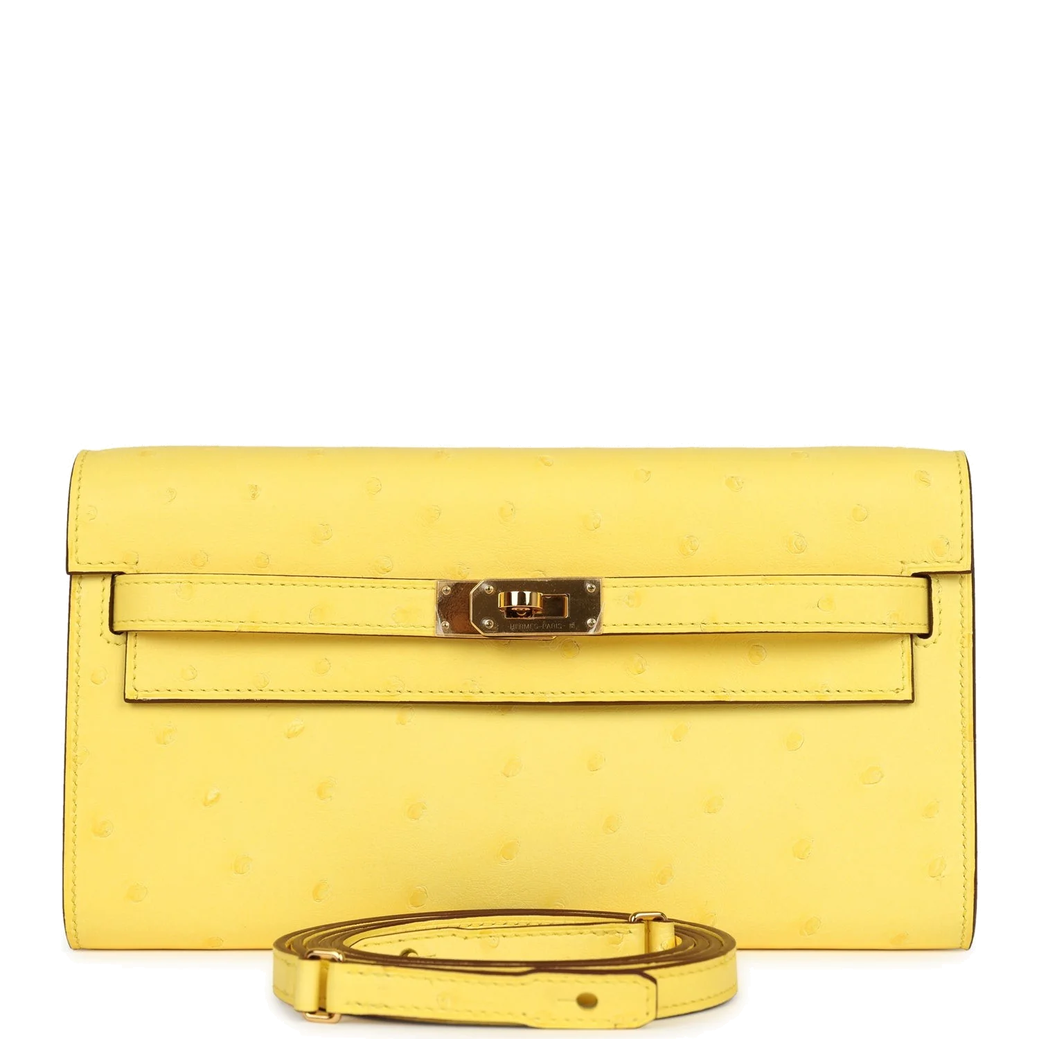 Hermes Kelly To Go Wallet Jaune Citron Ostrich Rose Gold Hardware