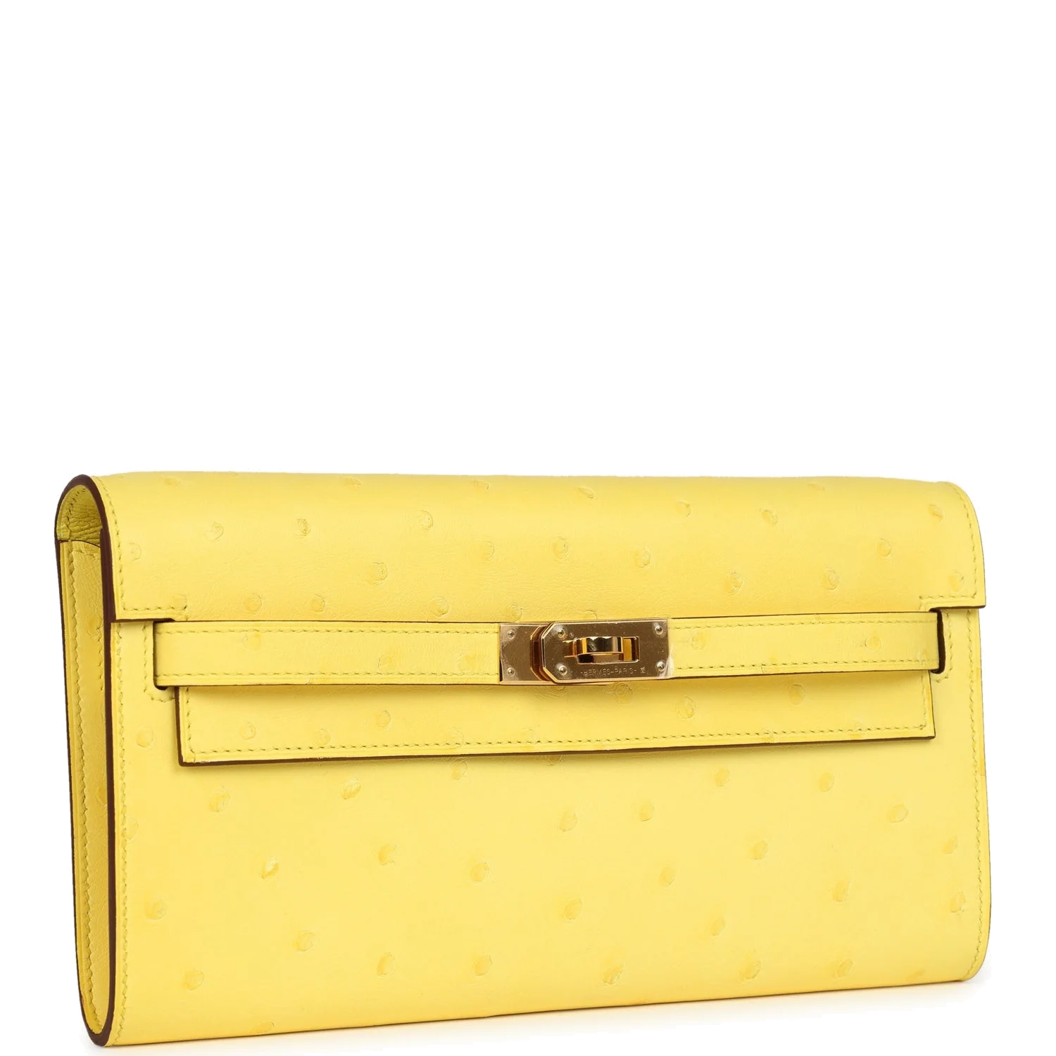 Hermes Kelly To Go Wallet Jaune Citron Ostrich Rose Gold Hardware — фото 3