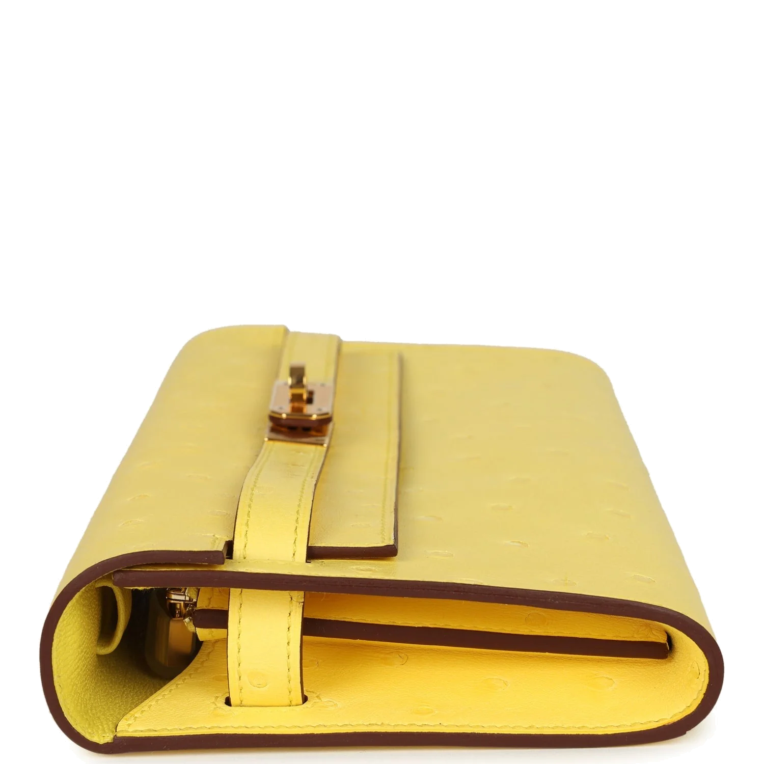 Hermes Kelly To Go Wallet Jaune Citron Ostrich Rose Gold Hardware — фото 4