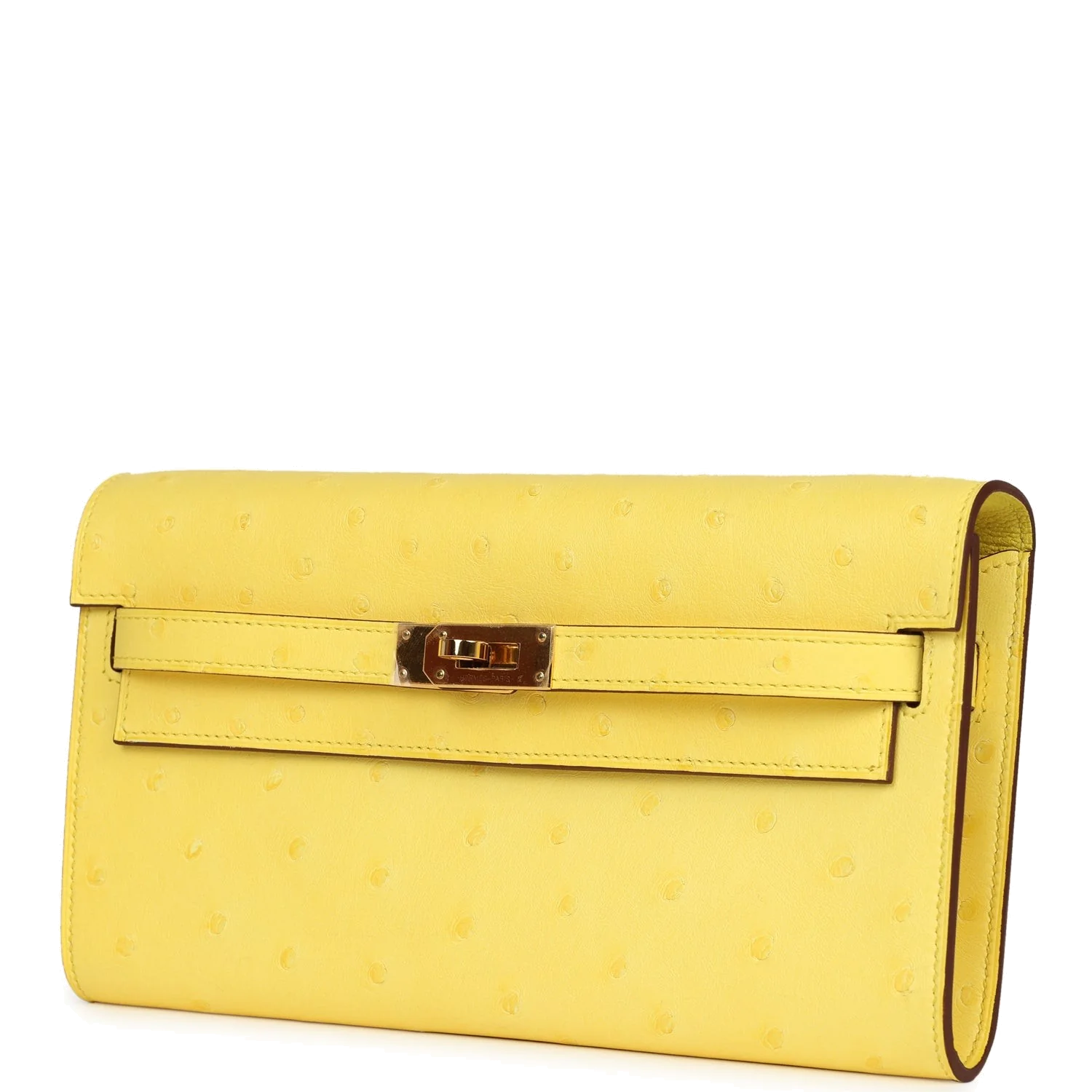 Hermes Kelly To Go Wallet Jaune Citron Ostrich Rose Gold Hardware — фото 6