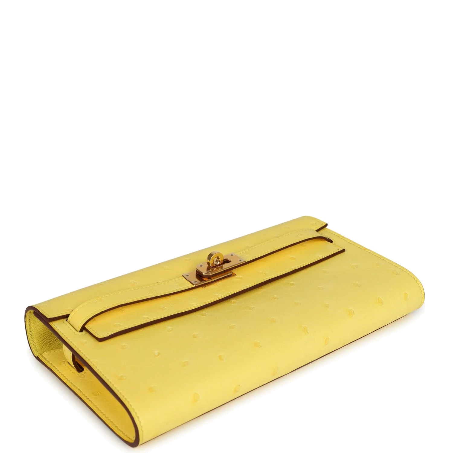 Hermes Kelly To Go Wallet Jaune Citron Ostrich Rose Gold Hardware — фото 7