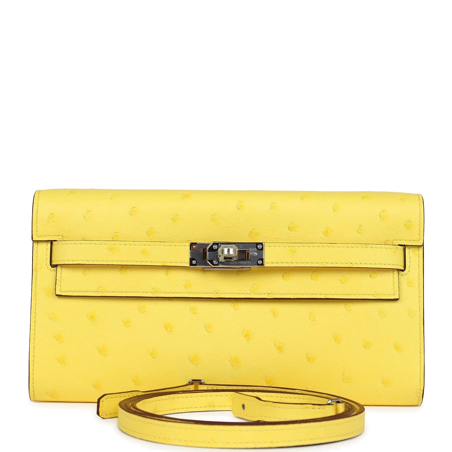 Hermes Kelly To Go Wallet Jaune Citron Ostrich Palladium Hardware — фото 2