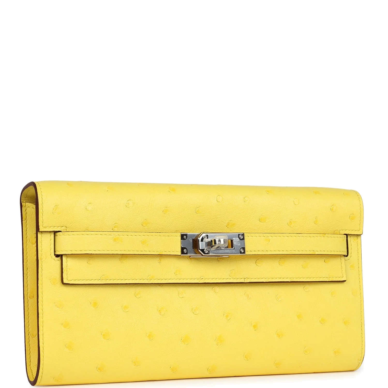 Hermes Kelly To Go Wallet Jaune Citron Ostrich Palladium Hardware — фото 3
