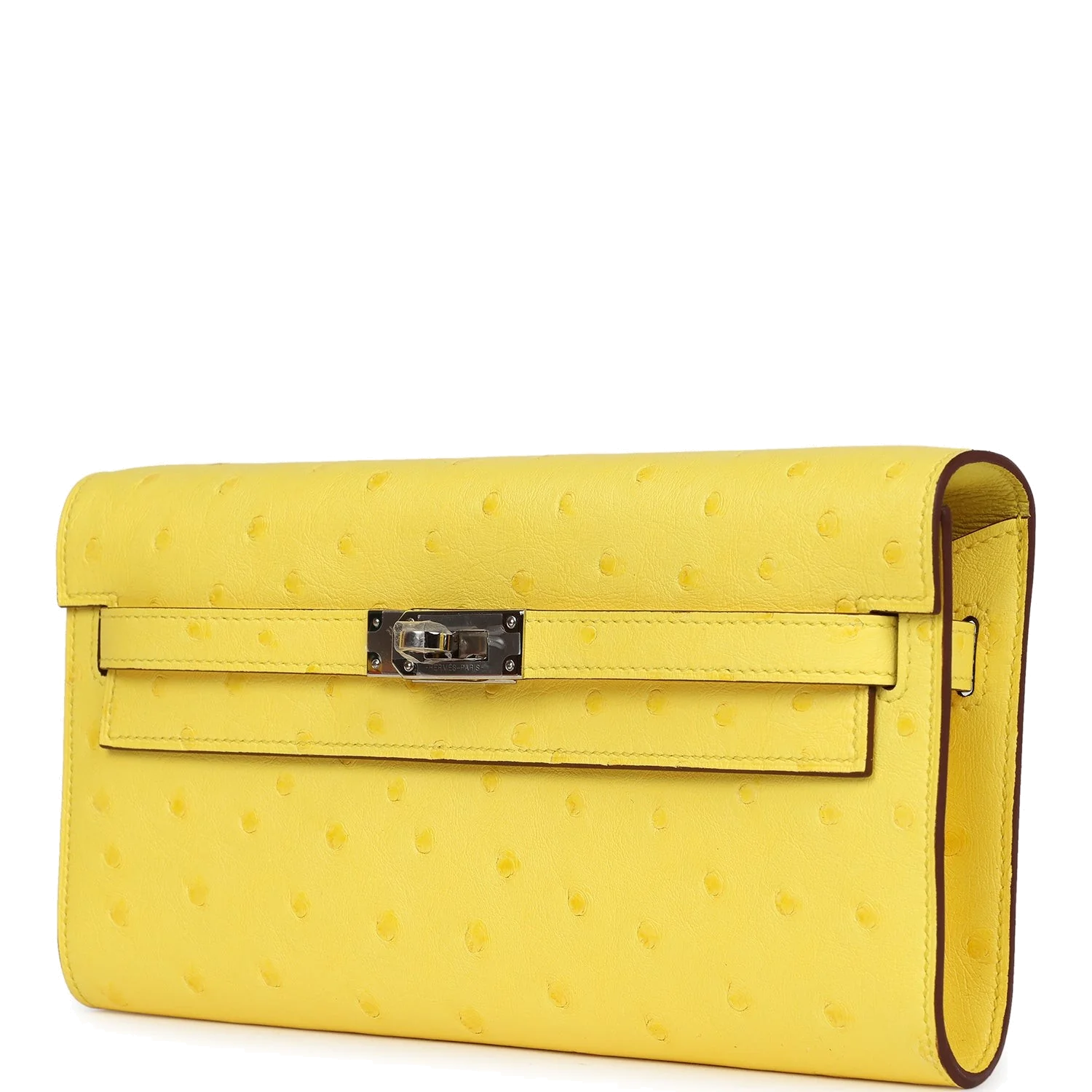 Hermes Kelly To Go Wallet Jaune Citron Ostrich Palladium Hardware — фото 6