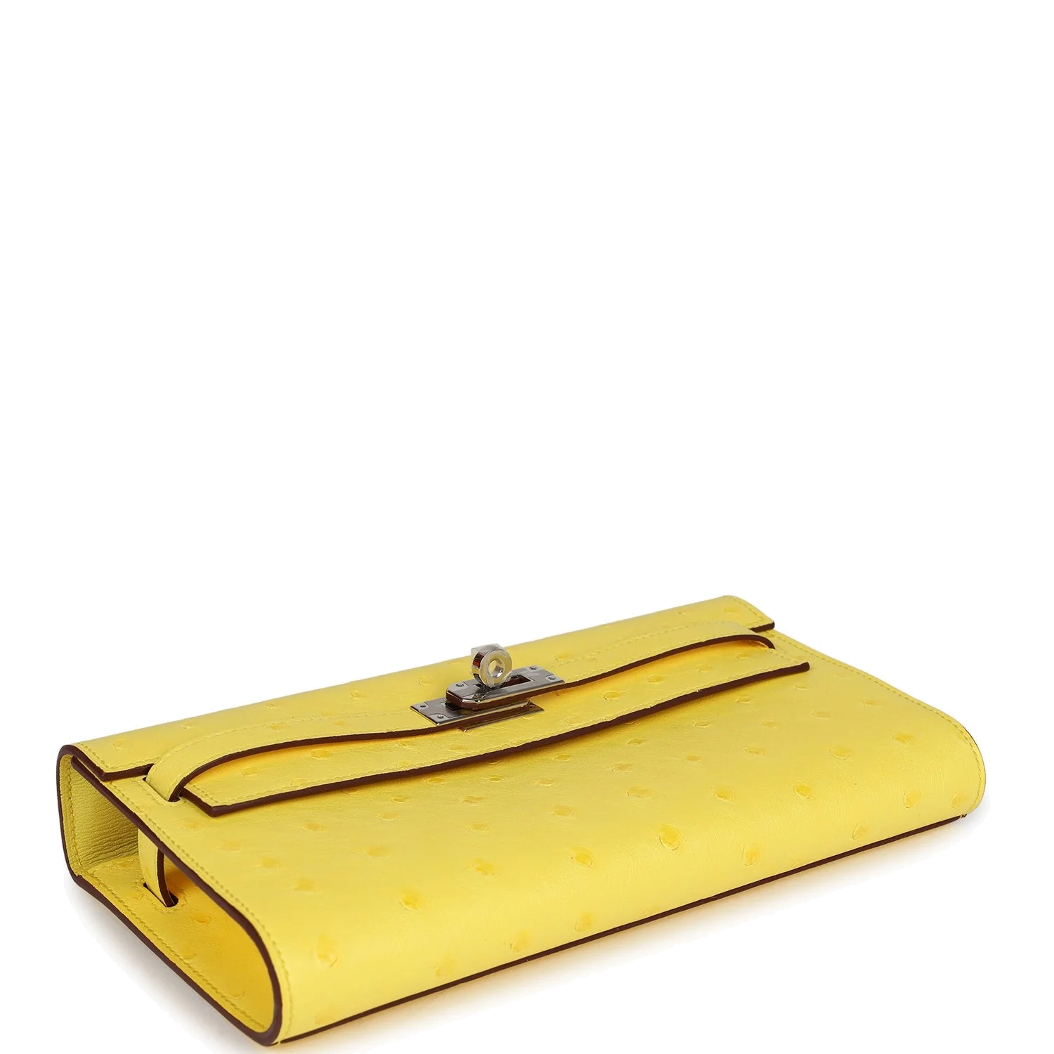 Hermes Kelly To Go Wallet Jaune Citron Ostrich Palladium Hardware — фото 7