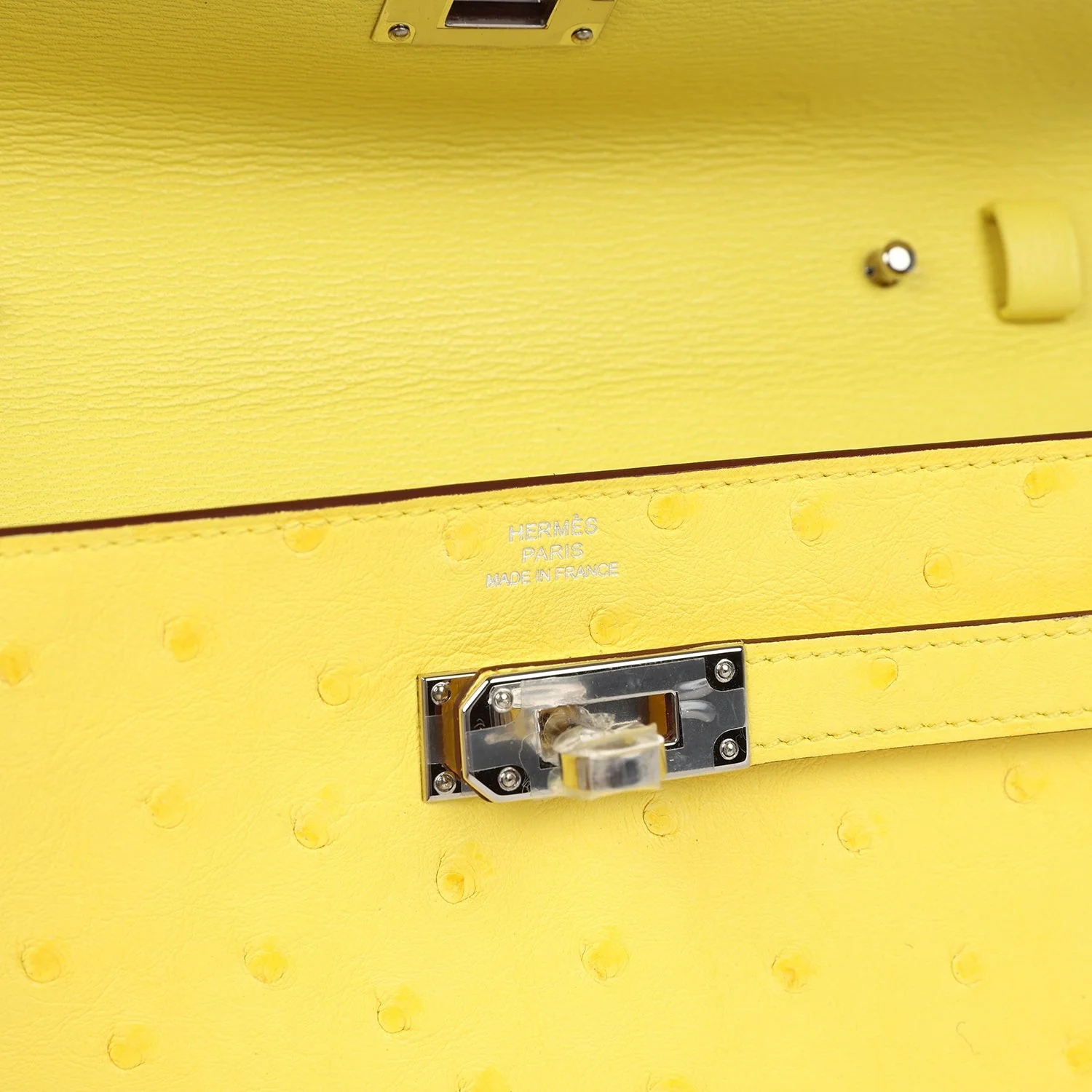Hermes Kelly To Go Wallet Jaune Citron Ostrich Palladium Hardware — фото 8