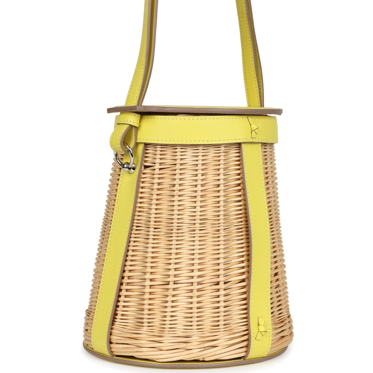 Hermes Farming Picnic Bag Lime Swift and Naturel Osier Wicker Palladium Hardware — фото 3