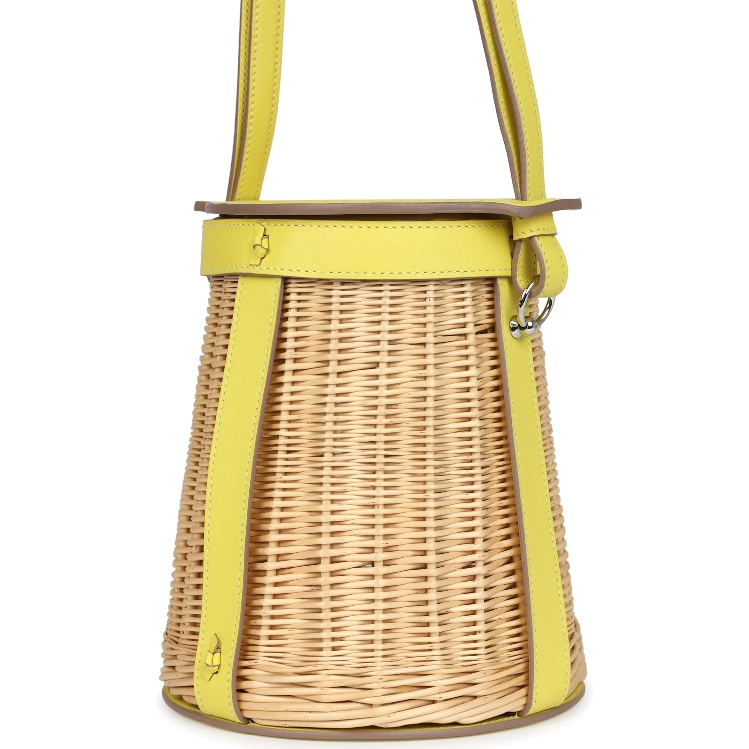 Hermes Farming Picnic Bag Lime Swift and Naturel Osier Wicker Palladium Hardware — фото 4