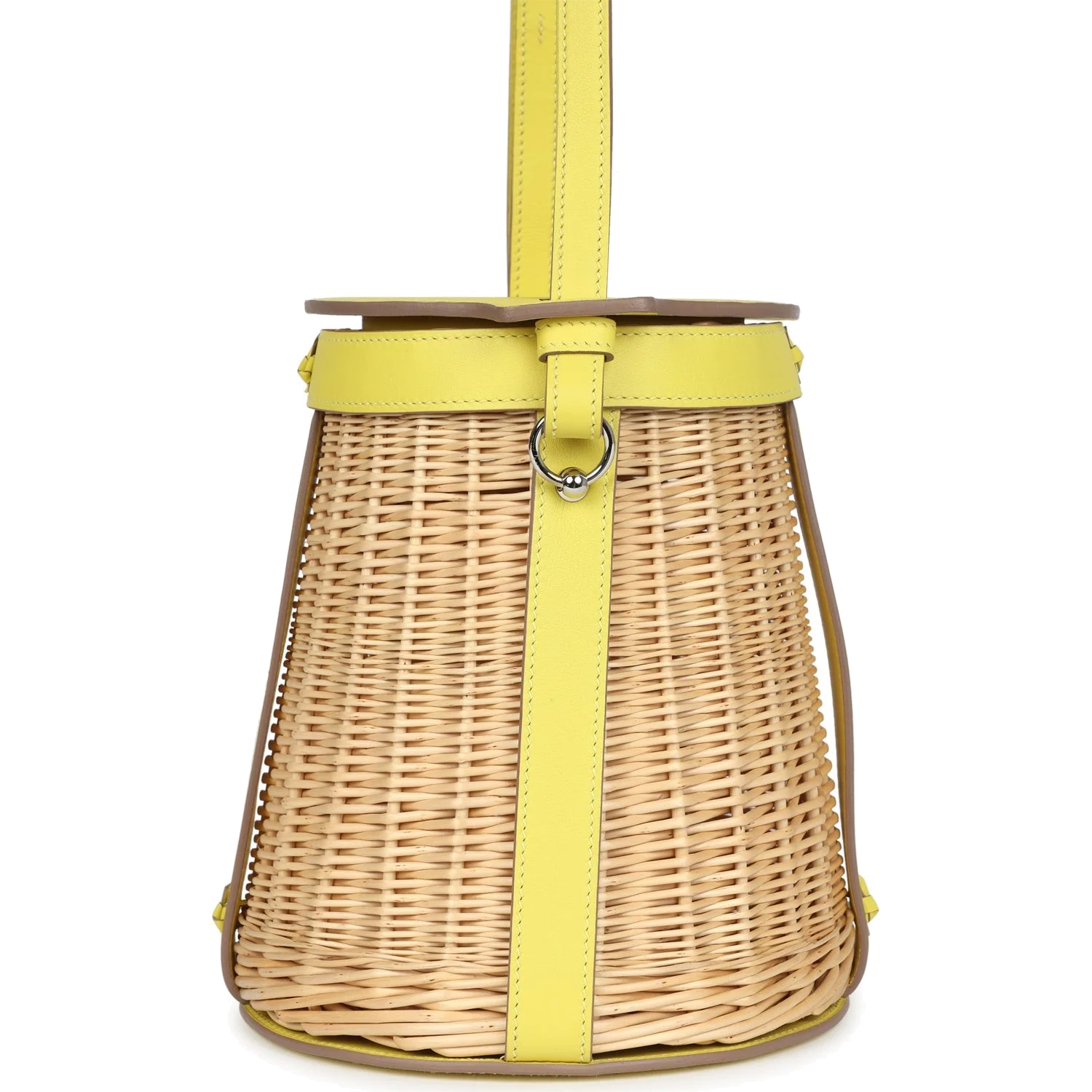 Hermes Farming Picnic Bag Lime Swift and Naturel Osier Wicker Palladium Hardware — фото 5
