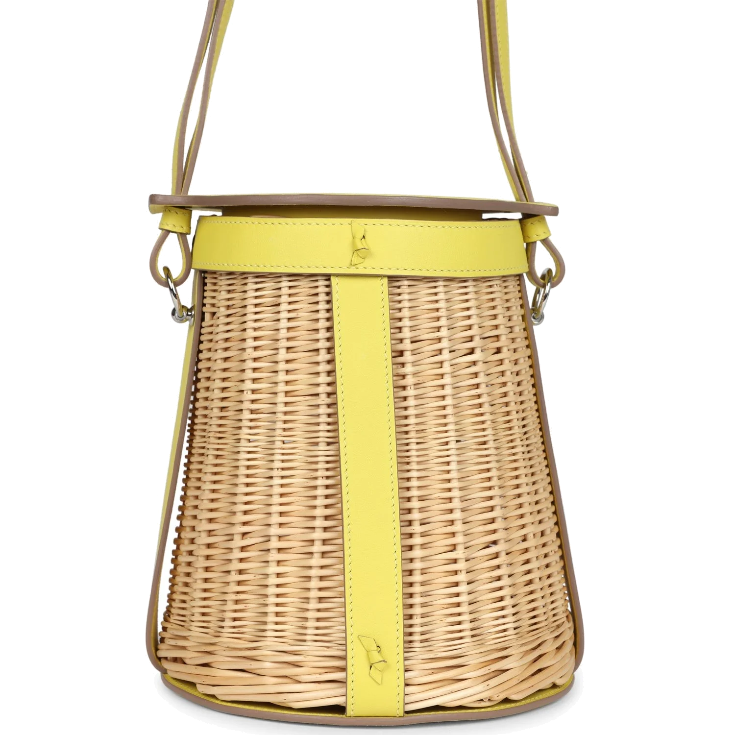 Hermes Farming Picnic Bag Lime Swift and Naturel Osier Wicker Palladium Hardware — фото 6