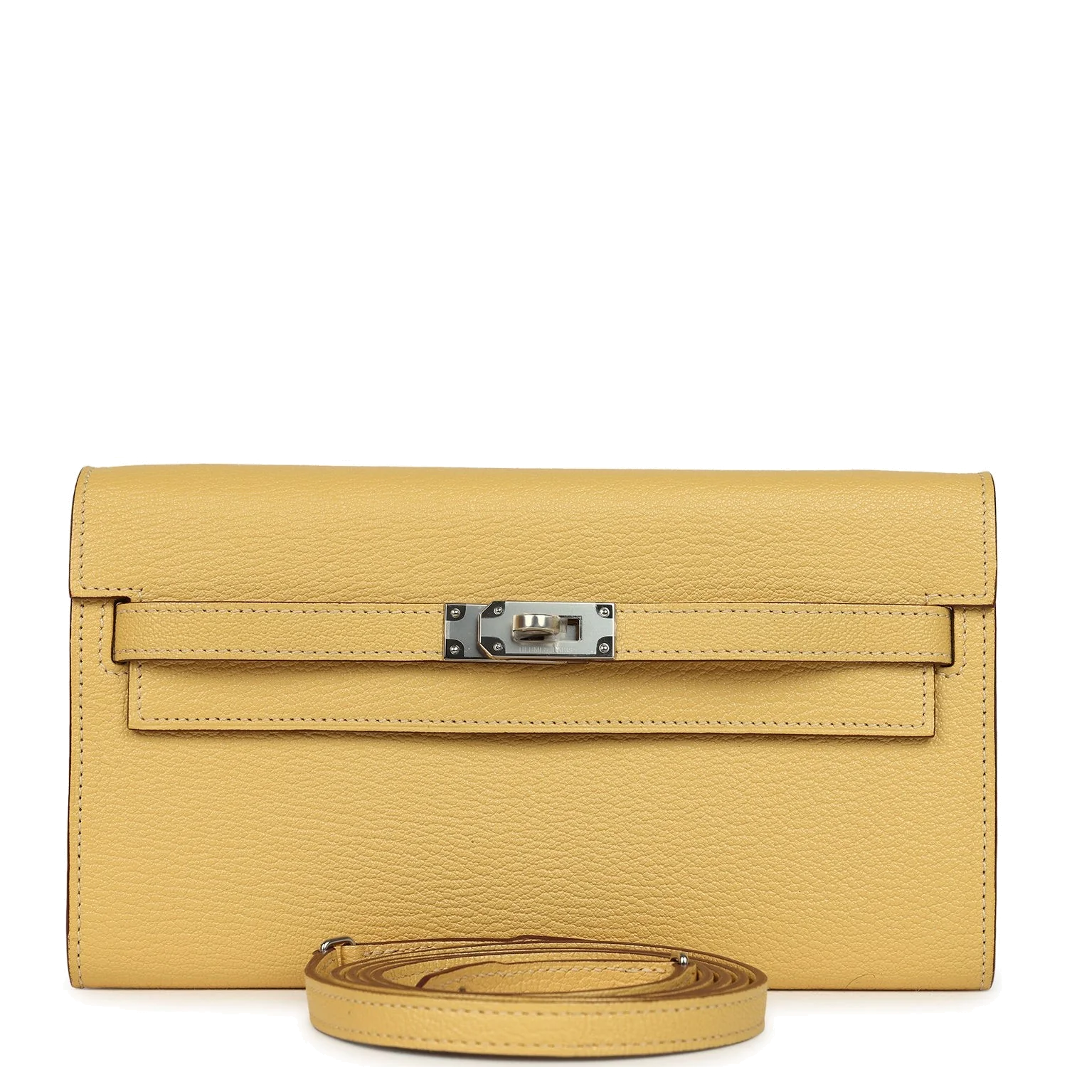 Hermes Kelly To Go Wallet Jaune Foin Chevre Mysore Palladium Hardware — фото 2