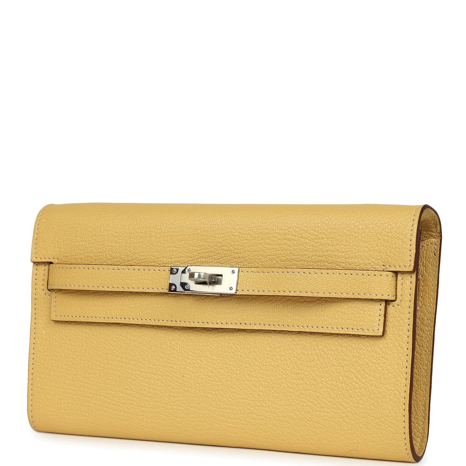 Hermes Kelly To Go Wallet Jaune Foin Chevre Mysore Palladium Hardware — фото 6
