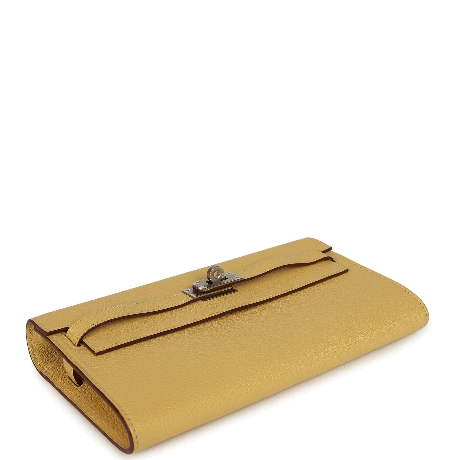 Hermes Kelly To Go Wallet Jaune Foin Chevre Mysore Palladium Hardware — фото 7