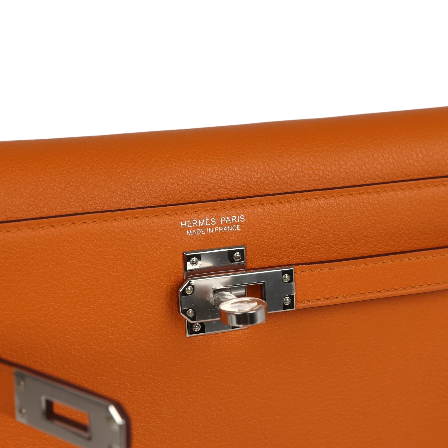 Hermes Kelly Danse Abricot Verso Evercolor Palladium Hardware — фото 8