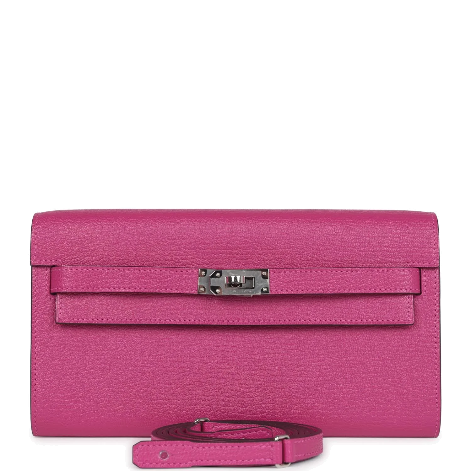 Hermes Kelly Wallet To Go Rose Pourpre Chevre Palladium Hardware — фото 2