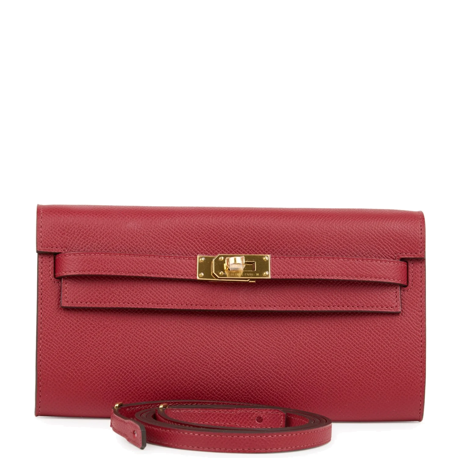 Hermes Kelly Wallet To Go Rouge Grenat Epsom Gold Hardware — фото 2
