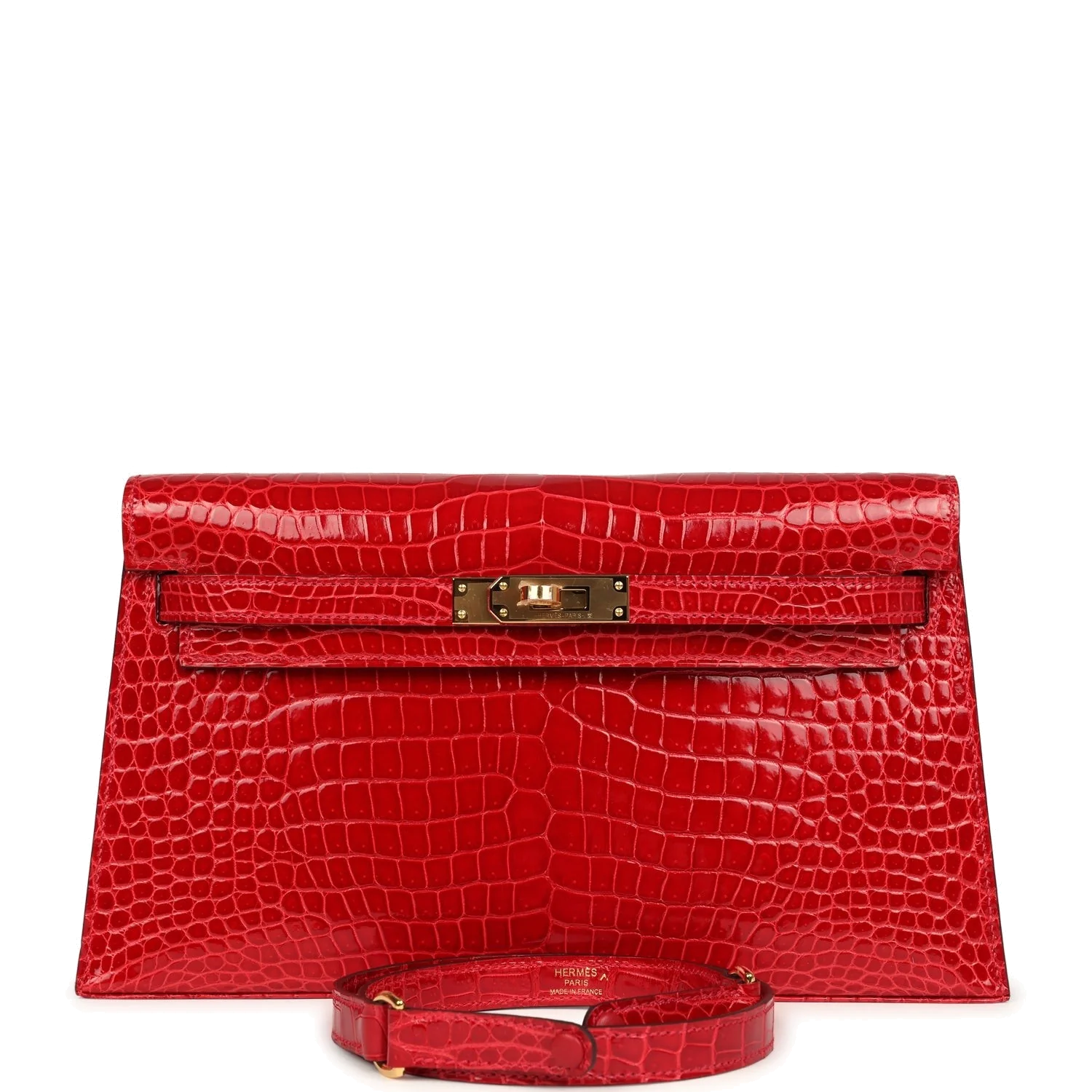 Hermes Kelly Elan Braise Shiny Porosus Crocodile Gold Hardware — фото 2