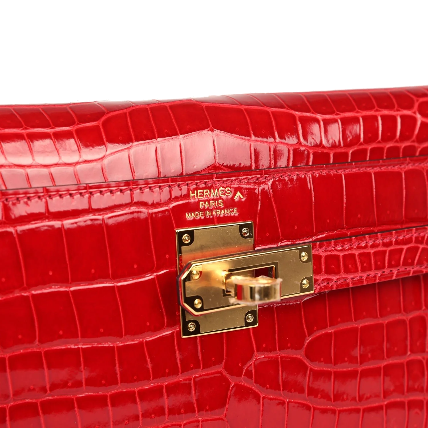 Hermes Kelly Elan Braise Shiny Porosus Crocodile Gold Hardware — фото 8