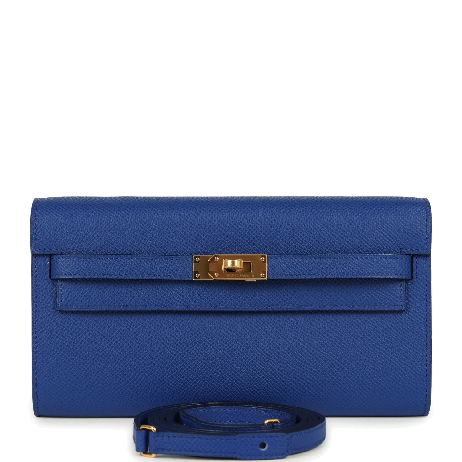 Hermes Kelly Wallet To Go Bleu Royal Epsom Gold Hardware — фото 2