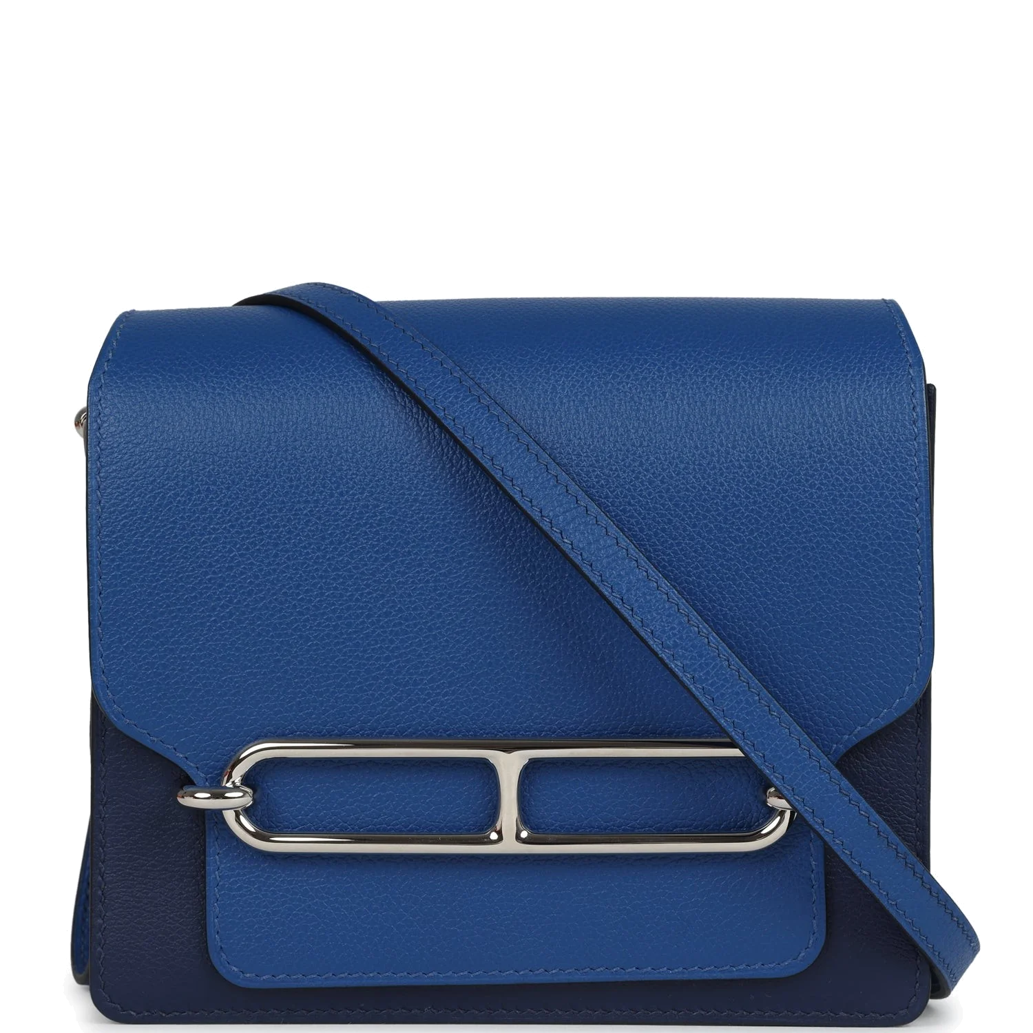 Hermes Mini Sac Roulis Bi-color Bleu Saphir and Bleu France Evercolor Palladium Hardware — фото 2