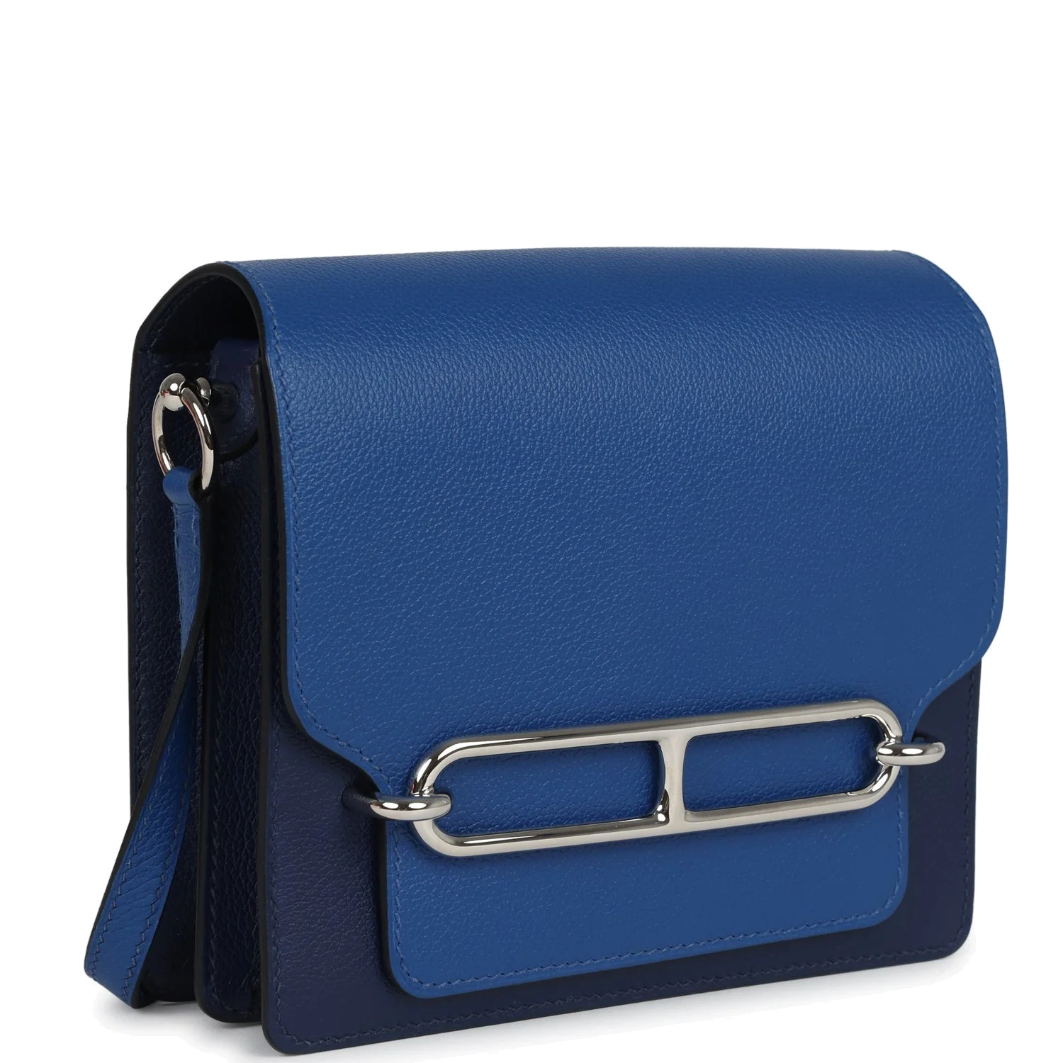 Hermes Mini Sac Roulis Bi-color Bleu Saphir and Bleu France Evercolor Palladium Hardware — фото 3