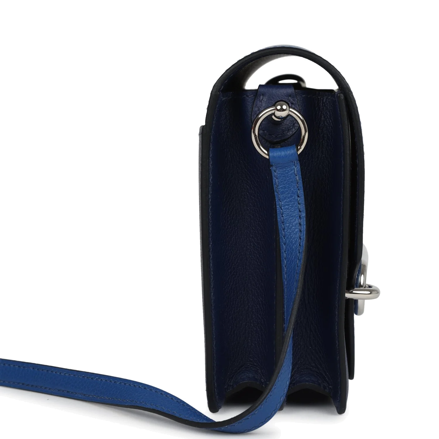 Hermes Mini Sac Roulis Bi-color Bleu Saphir and Bleu France Evercolor Palladium Hardware — фото 4