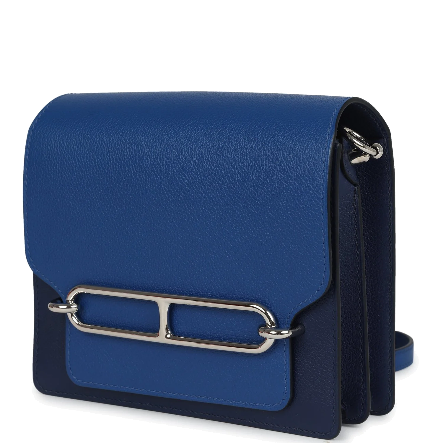 Hermes Mini Sac Roulis Bi-color Bleu Saphir and Bleu France Evercolor Palladium Hardware — фото 6