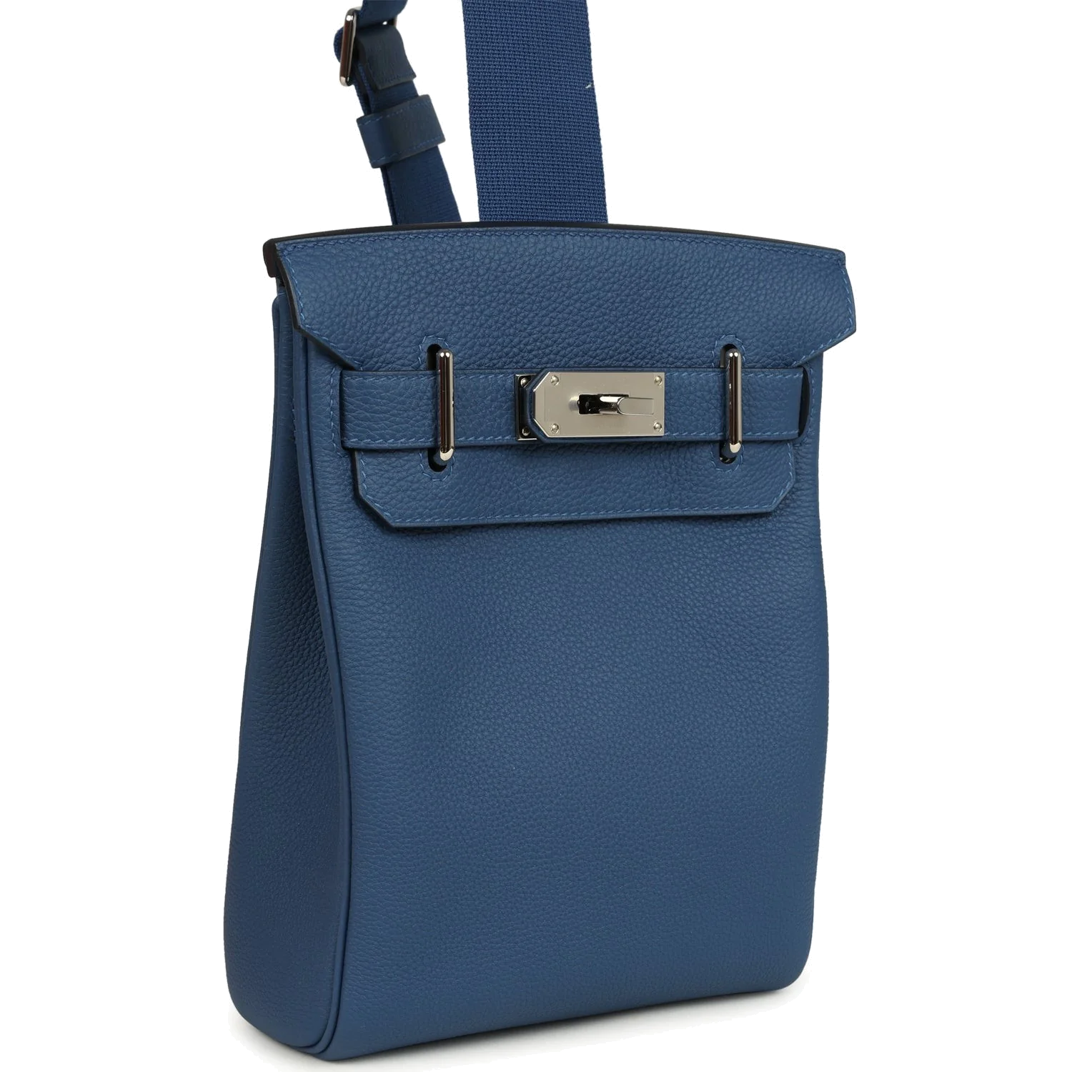 Hermes HAC A Dos PM Backpack Blue Tie Togo Palladium Hardware — фото 3