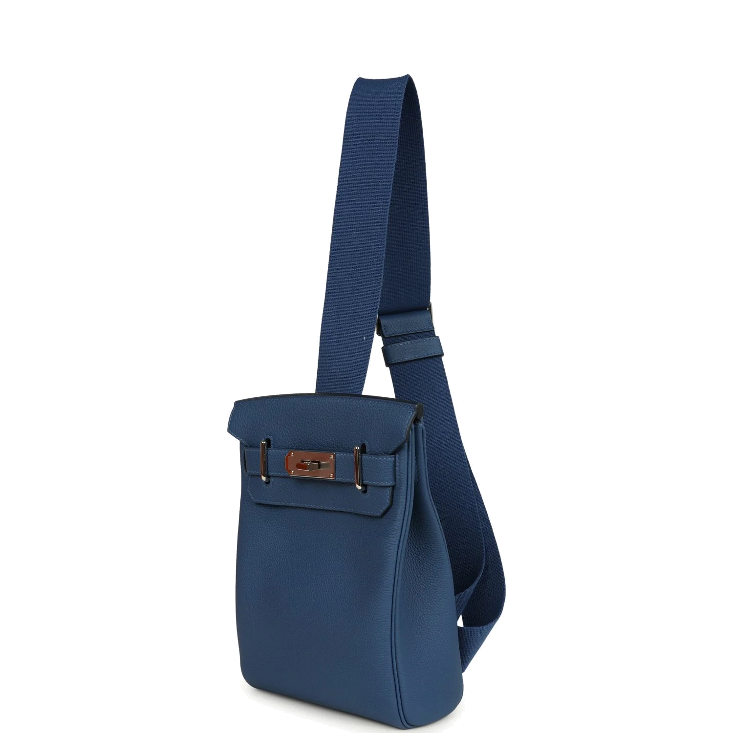 Hermes HAC A Dos PM Backpack Blue Tie Togo Palladium Hardware — фото 8