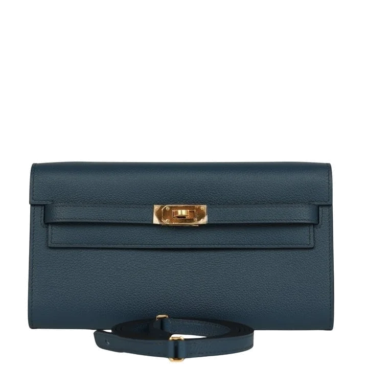 Hermes Kelly Wallet To Go Bleu De Prusse Evercolor Gold Hardware — фото 2