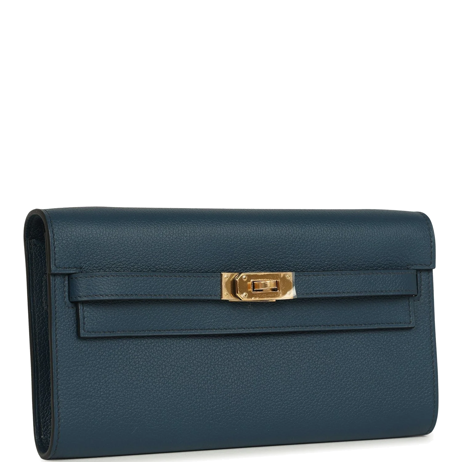Hermes Kelly Wallet To Go Bleu De Prusse Evercolor Gold Hardware — фото 3