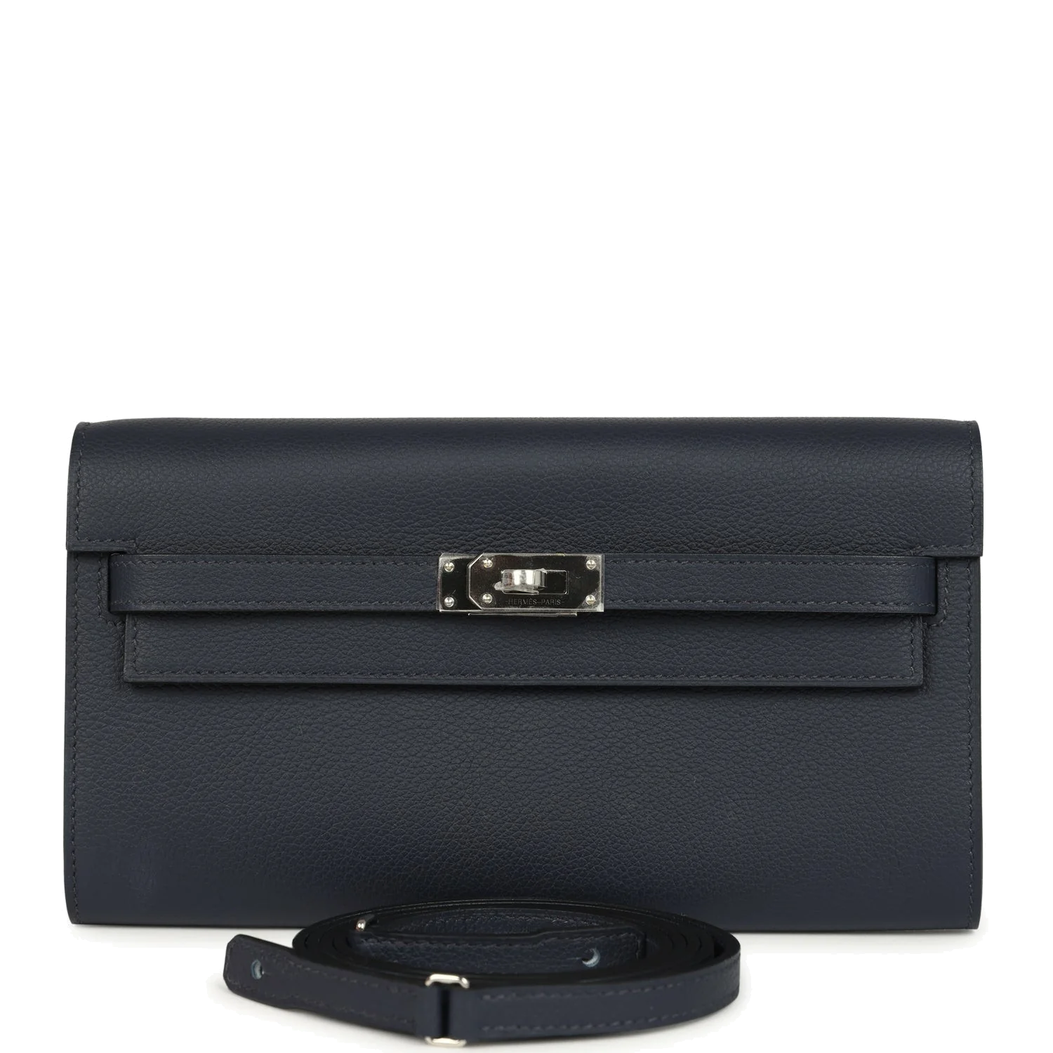 Hermes Kelly Wallet To Go Bleu Nuit Evercolor Palladium Hardware — фото 2