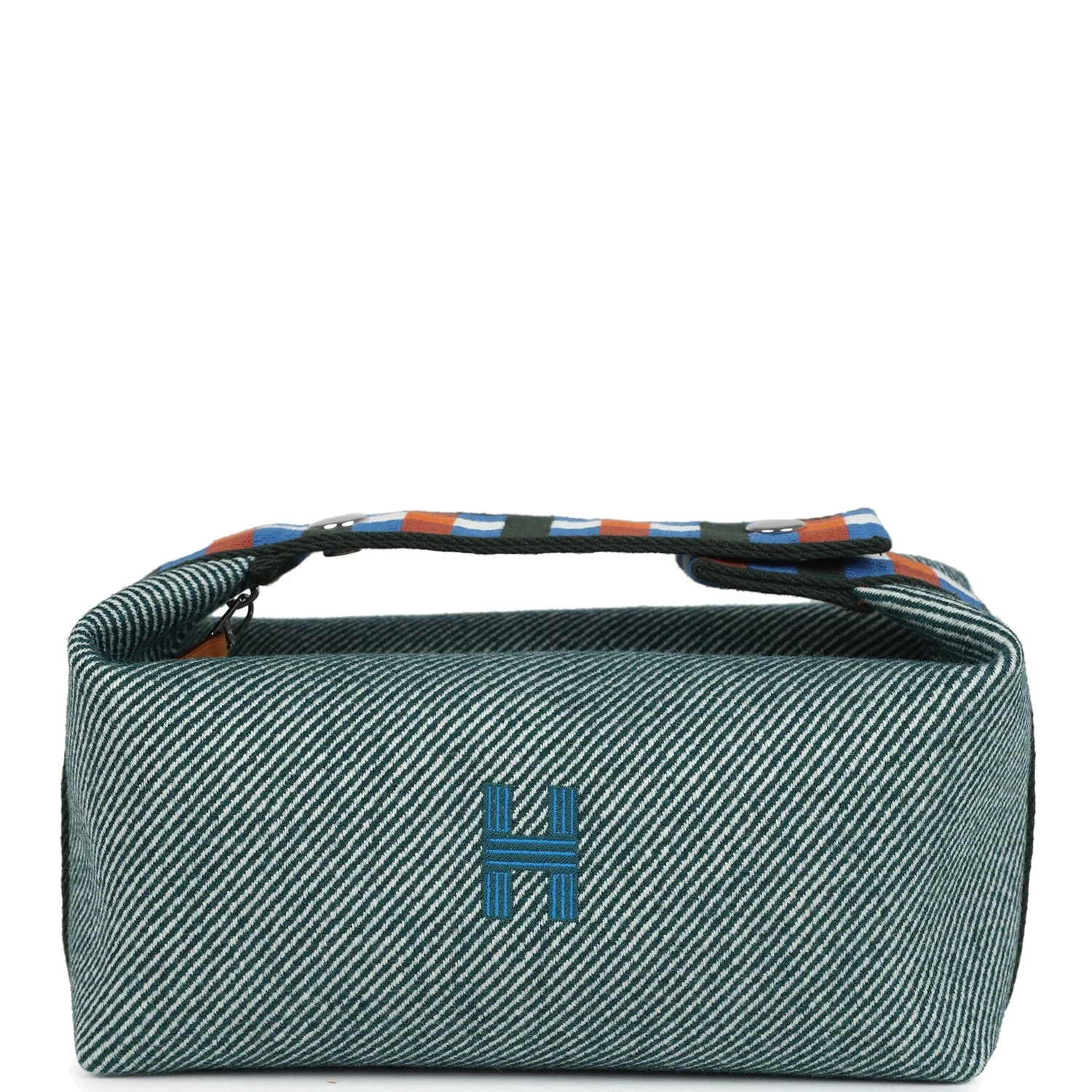 Hermes Bride-A-Brac Au Carre Case PM Vert Foret H Natte Canvas and Wool Palladium Hardware — фото 2
