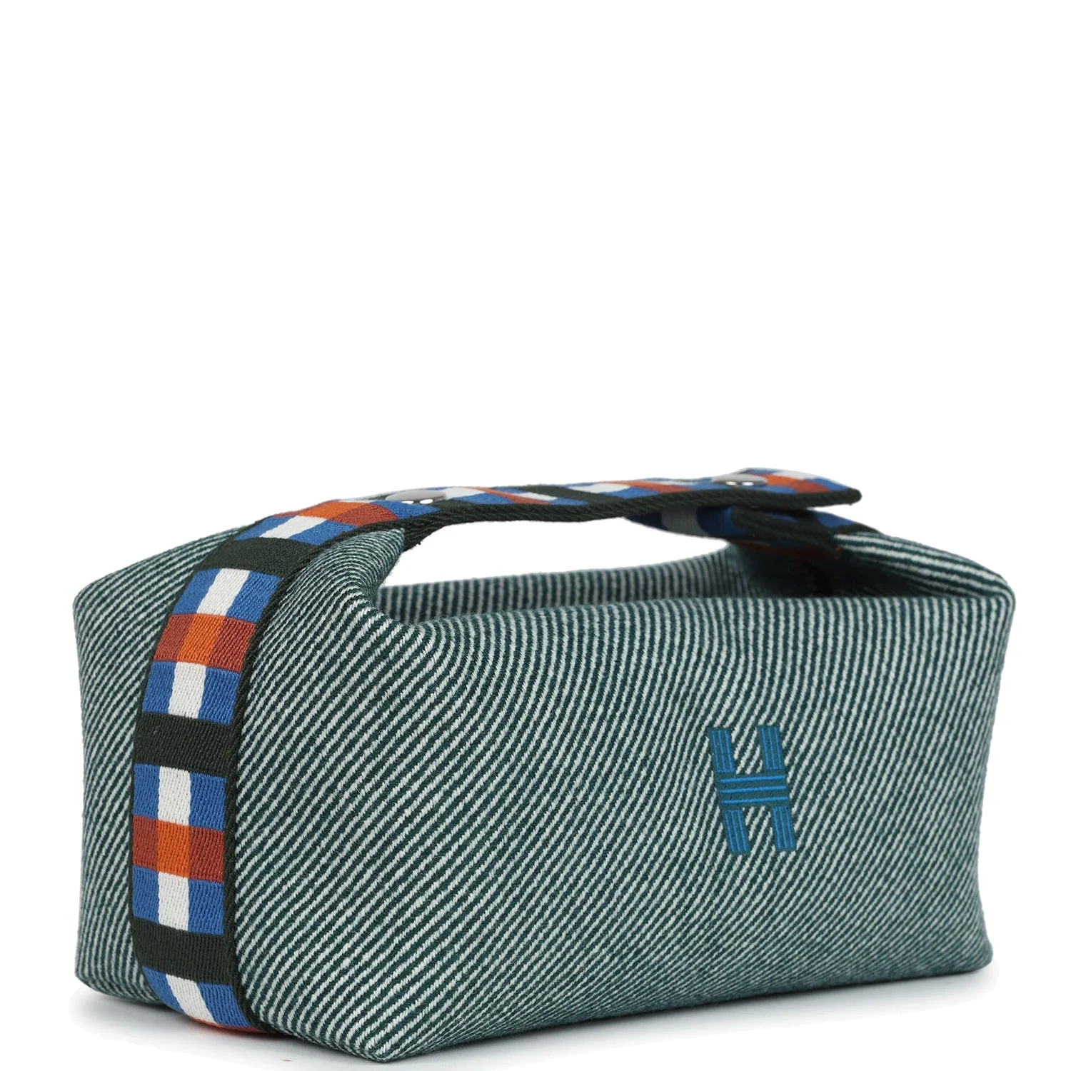 Hermes Bride-A-Brac Au Carre Case PM Vert Foret H Natte Canvas and Wool Palladium Hardware — фото 3