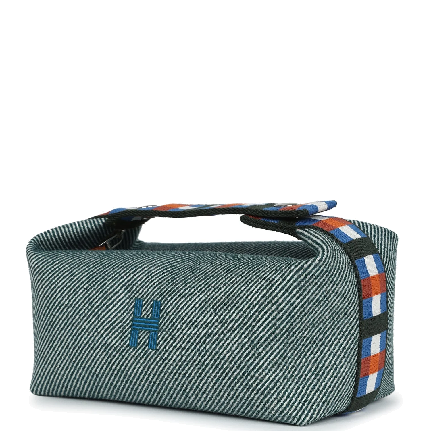 Hermes Bride-A-Brac Au Carre Case PM Vert Foret H Natte Canvas and Wool Palladium Hardware — фото 6